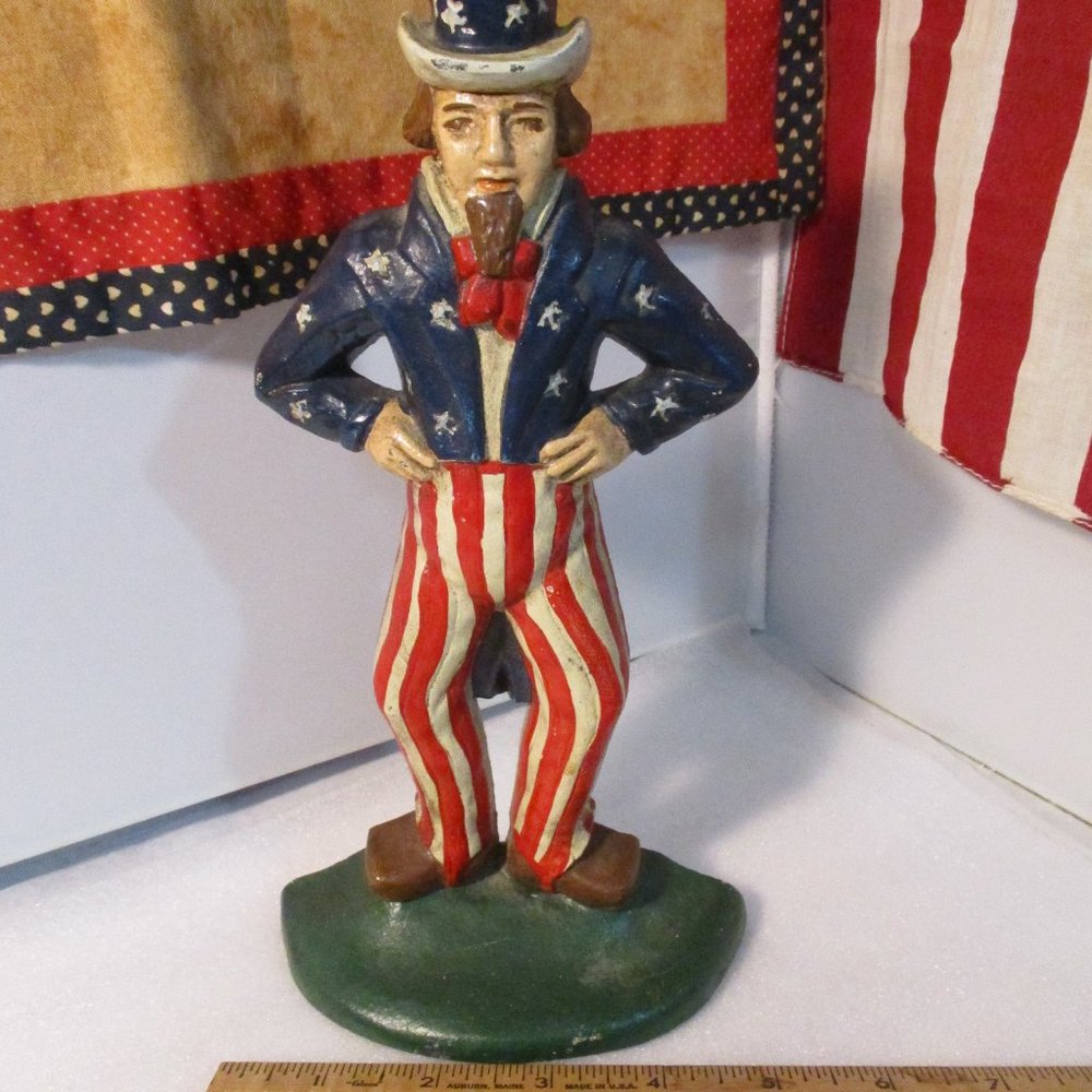 Vintage Uncle Sam Cast Iron Metal Doorstop Door Stop Americana Patriotic - Picture 2 of 12